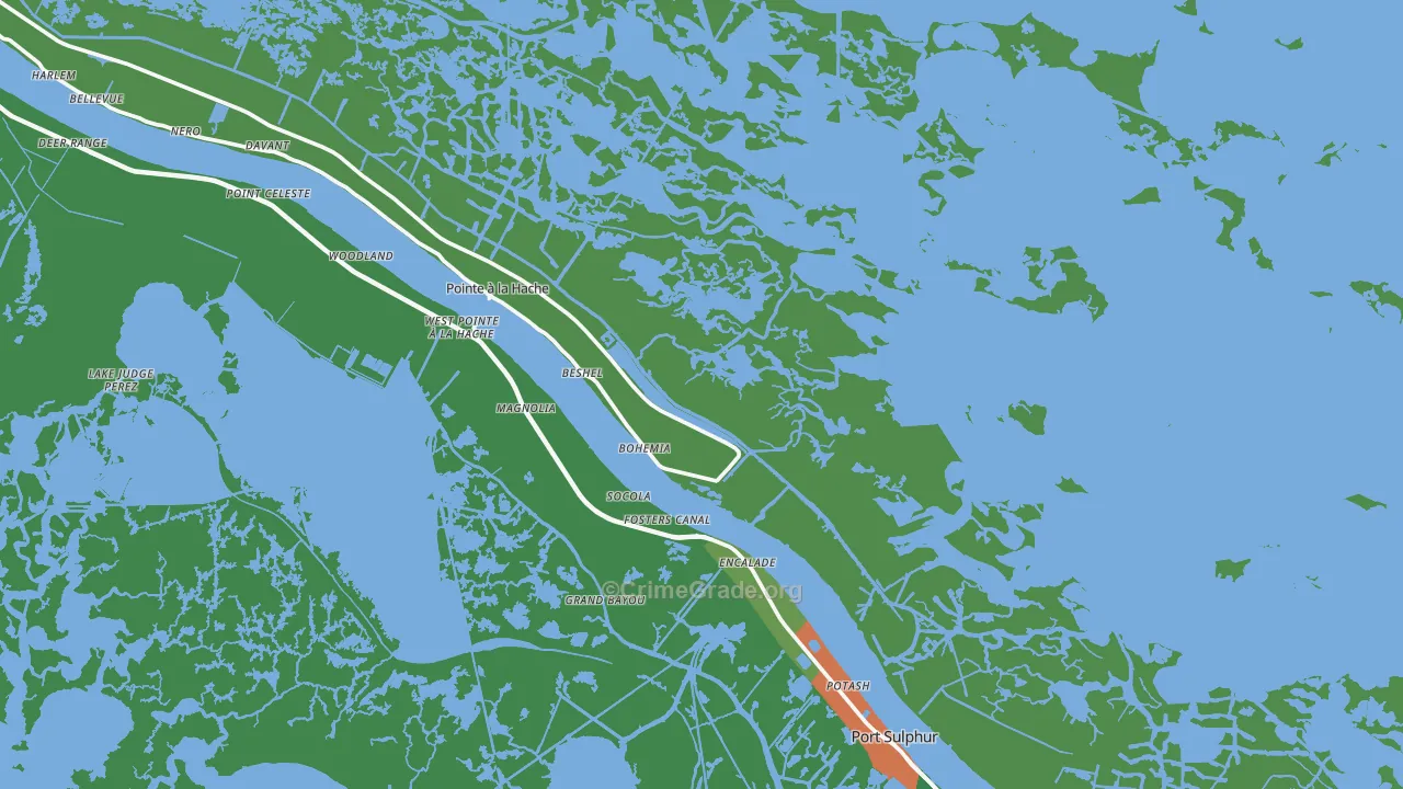 Port Sulphur, LA Map of Vandalism Rates