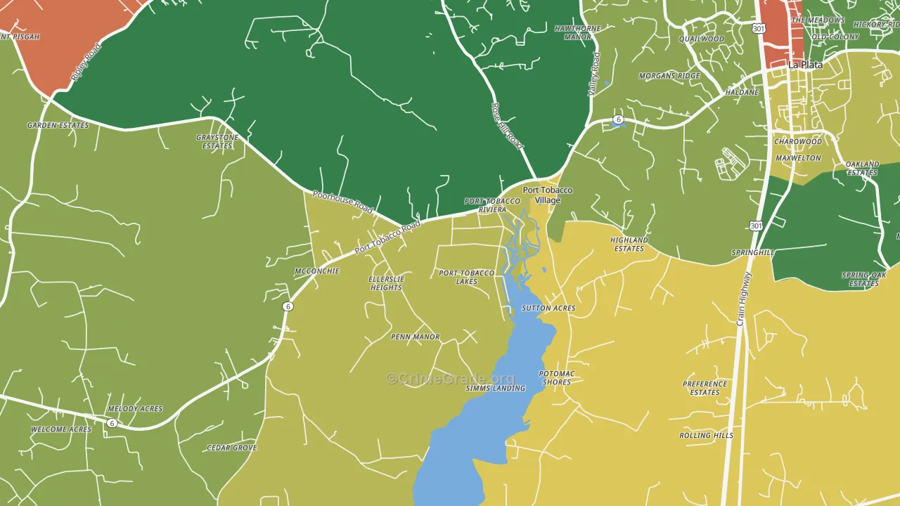 Port Tobacco, MD Map of Vandalism Rates