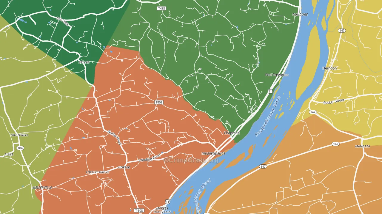 Port Trevorton, PA Map of Vandalism Rates