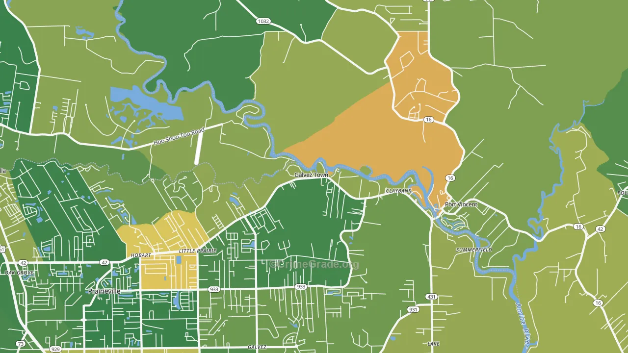 Port Vincent, LA Map of Vandalism Rates