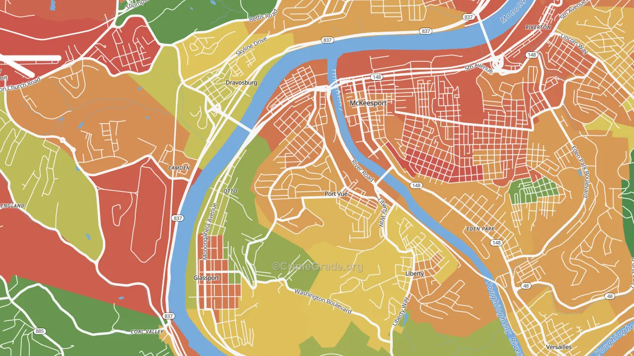 Port Vue, PA Map of Vandalism Rates