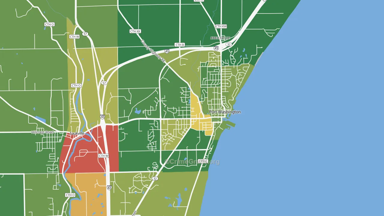 Port Washington, WI Map of Vandalism Rates