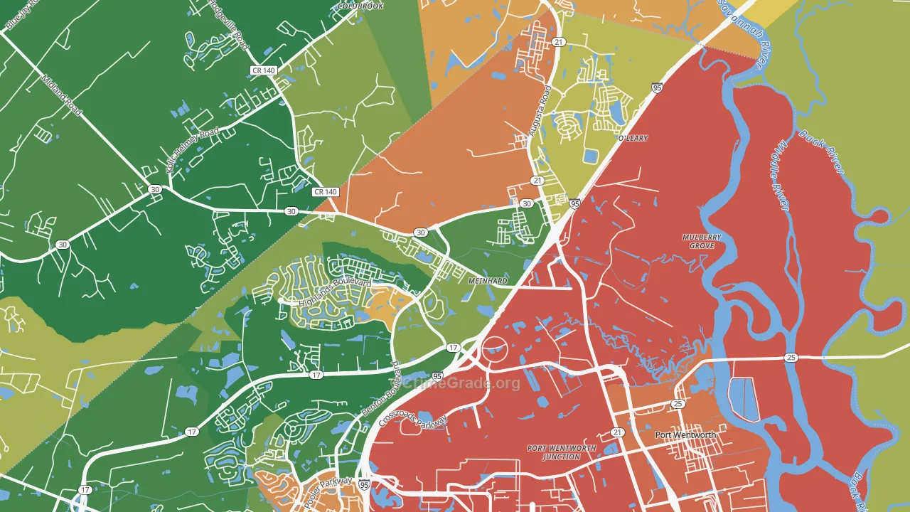 Port Wentworth, GA Map of Vandalism Rates