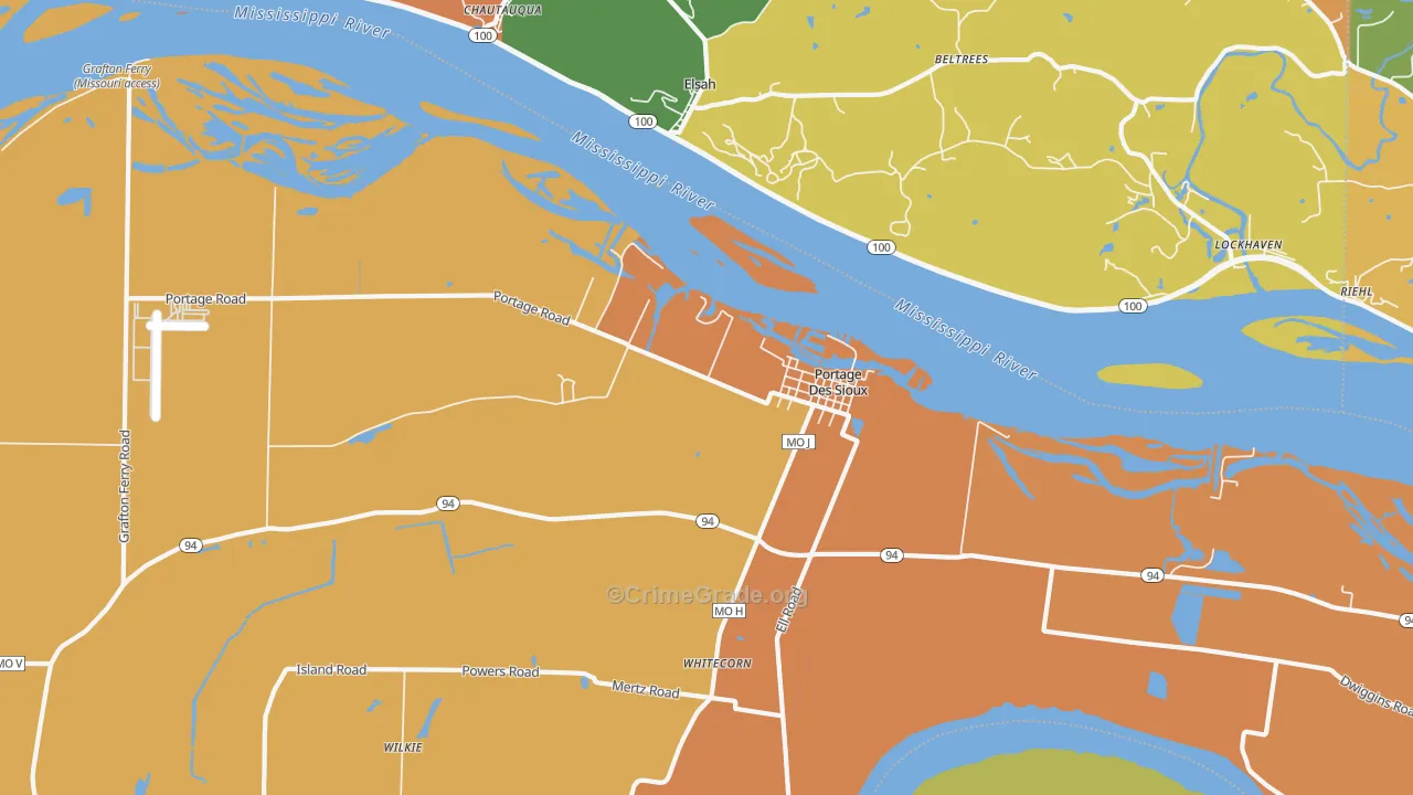 Portage Des Sioux, MO Map of Vandalism Rates
