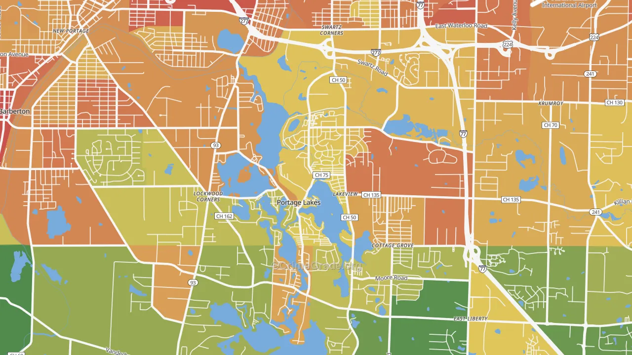 Portage Lakes, OH Map of Vandalism Rates