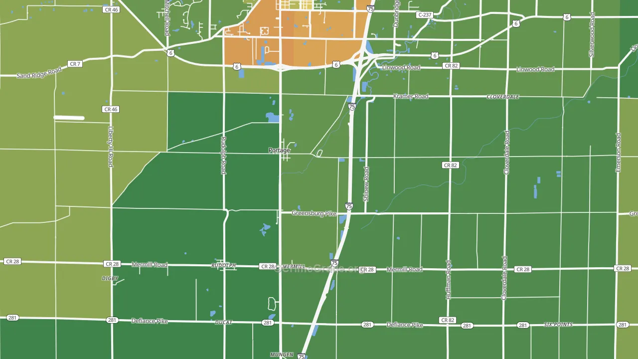 Portage, OH Map of Vandalism Rates