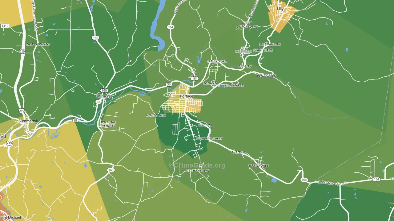 Portage, PA Map of Vandalism Rates
