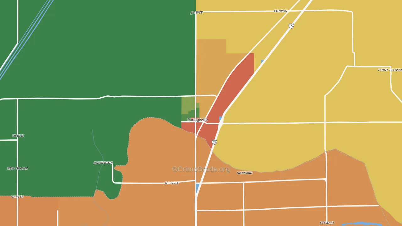 Portageville, MO Map of Vandalism Rates
