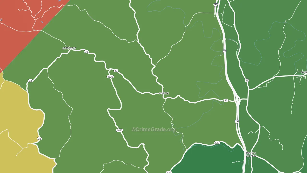 Porter, KY Map of Vandalism Rates