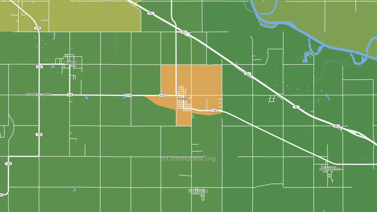 Porter, OK Map of Vandalism Rates