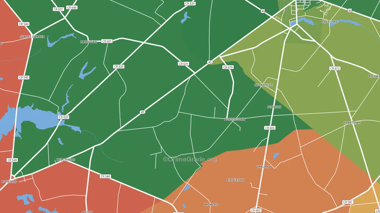 Portertown, NJ Map of Vandalism Rates