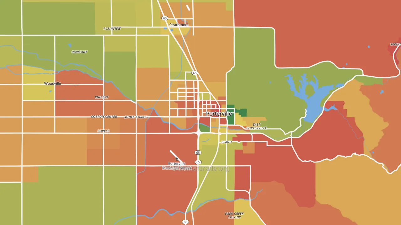 Porterville, CA Map of Vandalism Rates