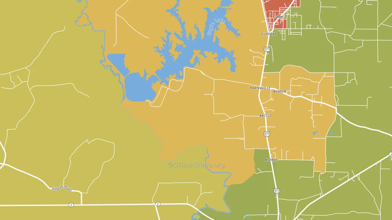 Porterville, LA Map of Vandalism Rates
