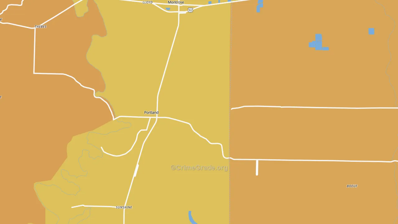 Portland, AR Map of Vandalism Rates