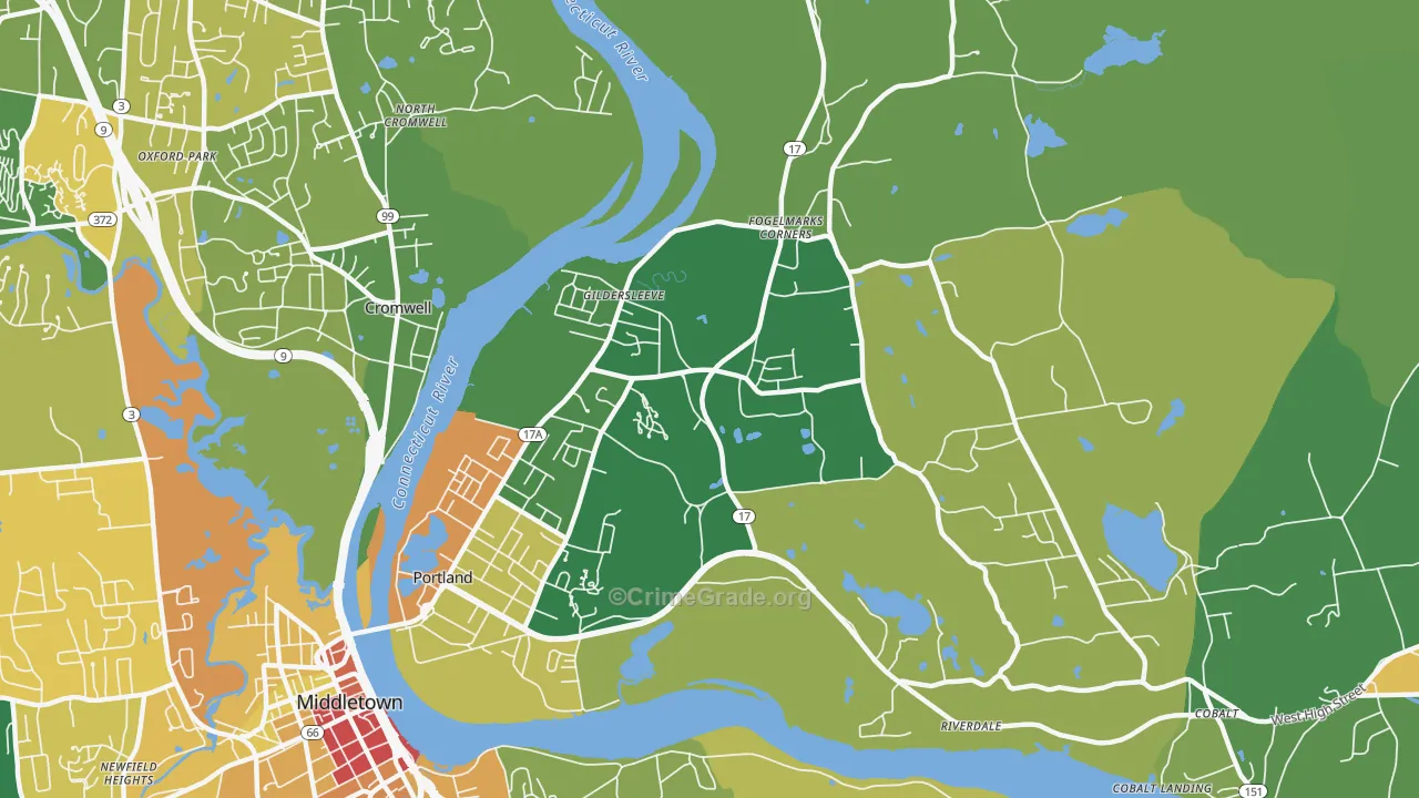 Portland, CT Map of Vandalism Rates