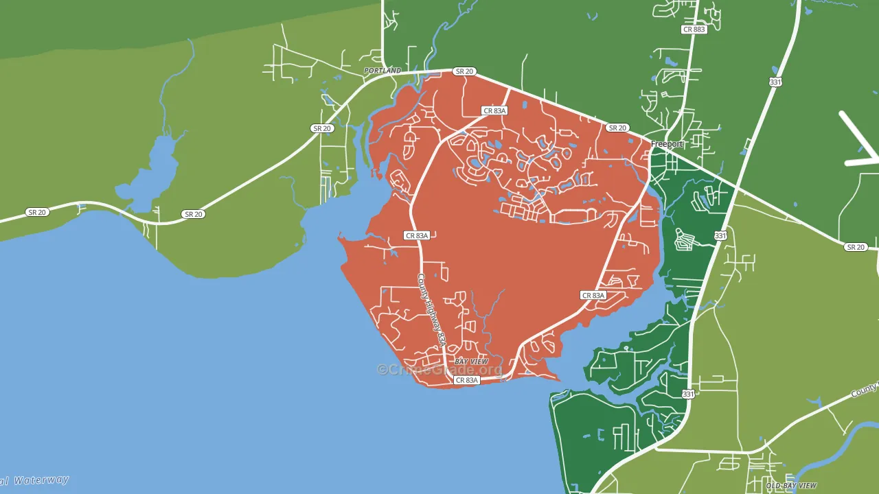 Portland, FL Map of Vandalism Rates