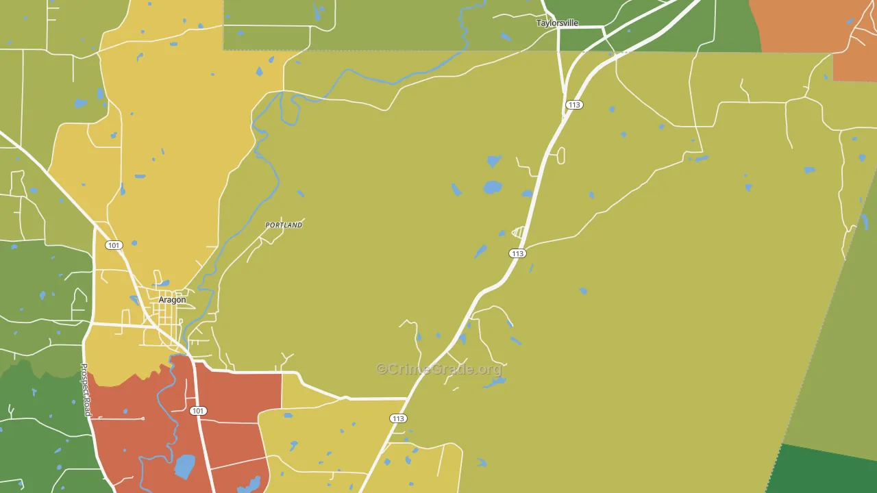Portland, GA Map of Vandalism Rates