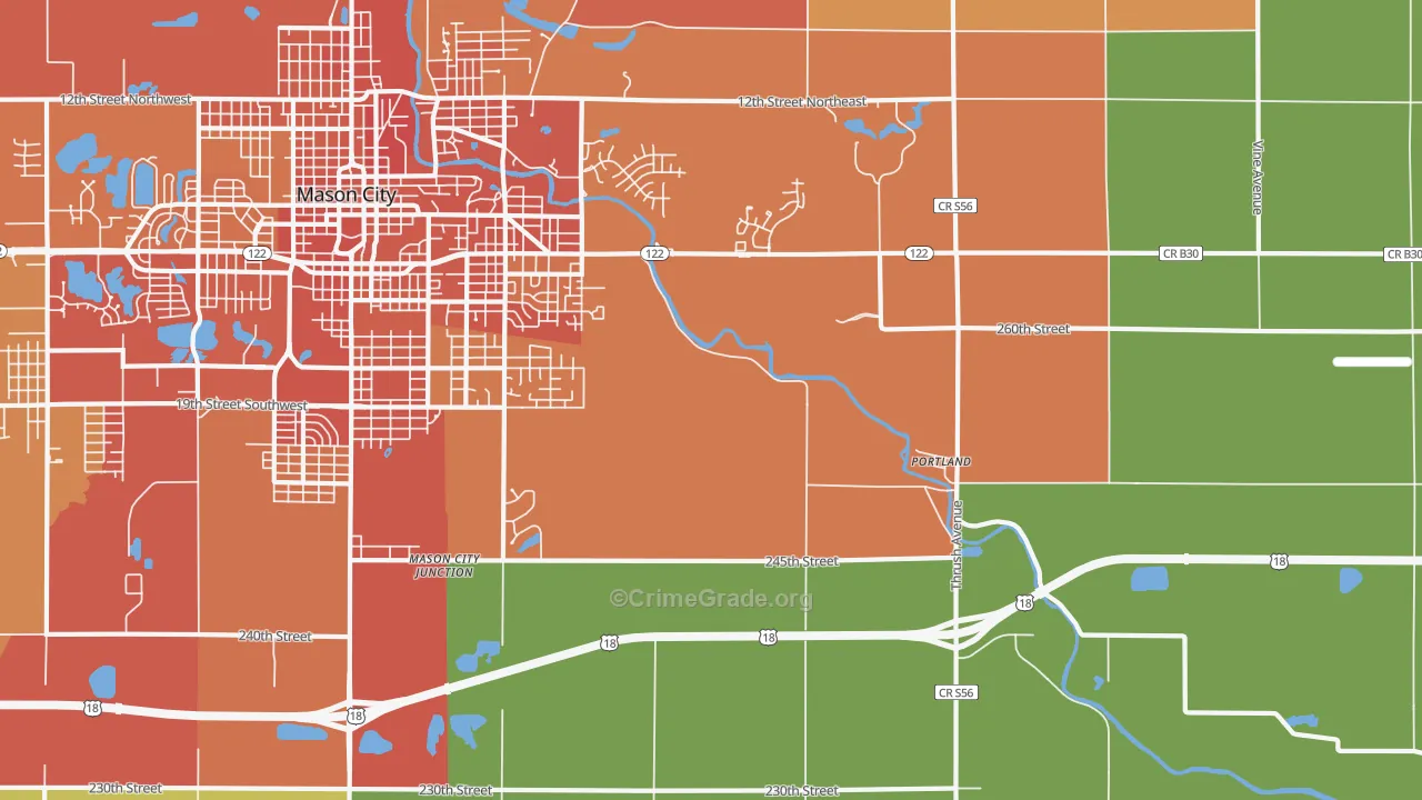 Portland, IA Map of Vandalism Rates