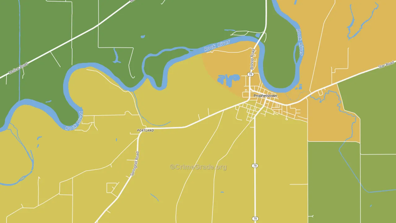 Portland, IL Map of Vandalism Rates