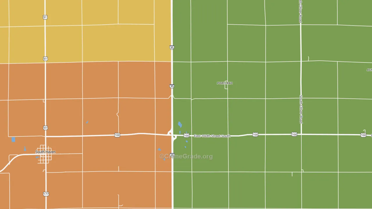 Portland, KS Map of Vandalism Rates