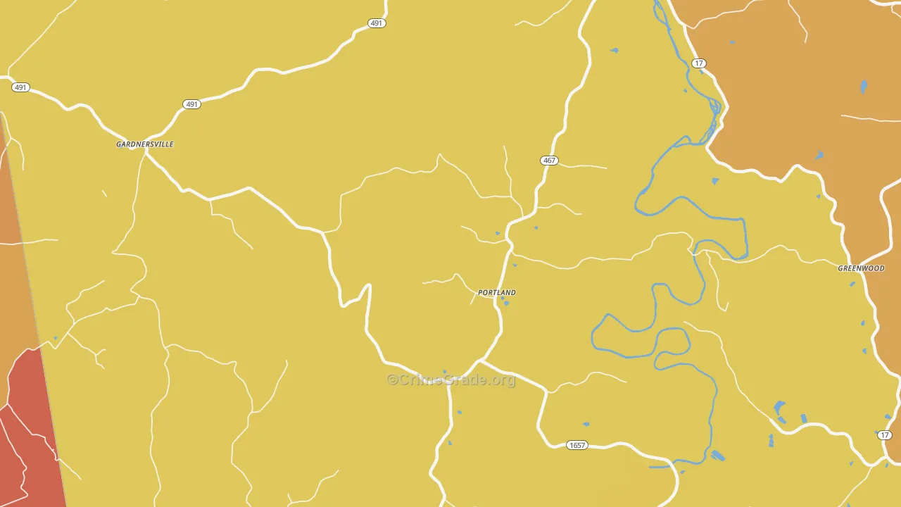 Portland, KY Map of Vandalism Rates
