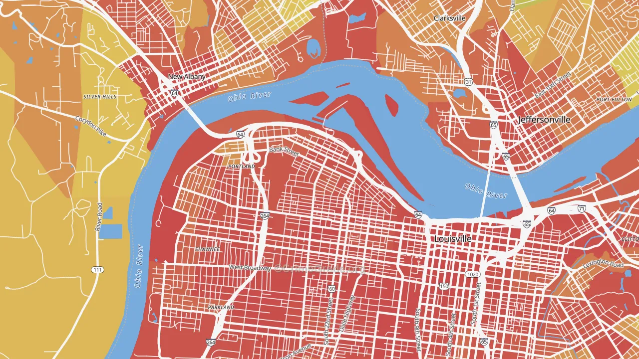 Portland, Louisville, KY Map of Vandalism Rates