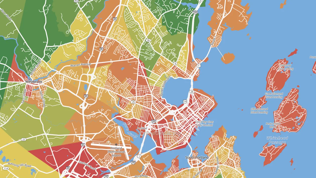 Portland, ME Map of Vandalism Rates