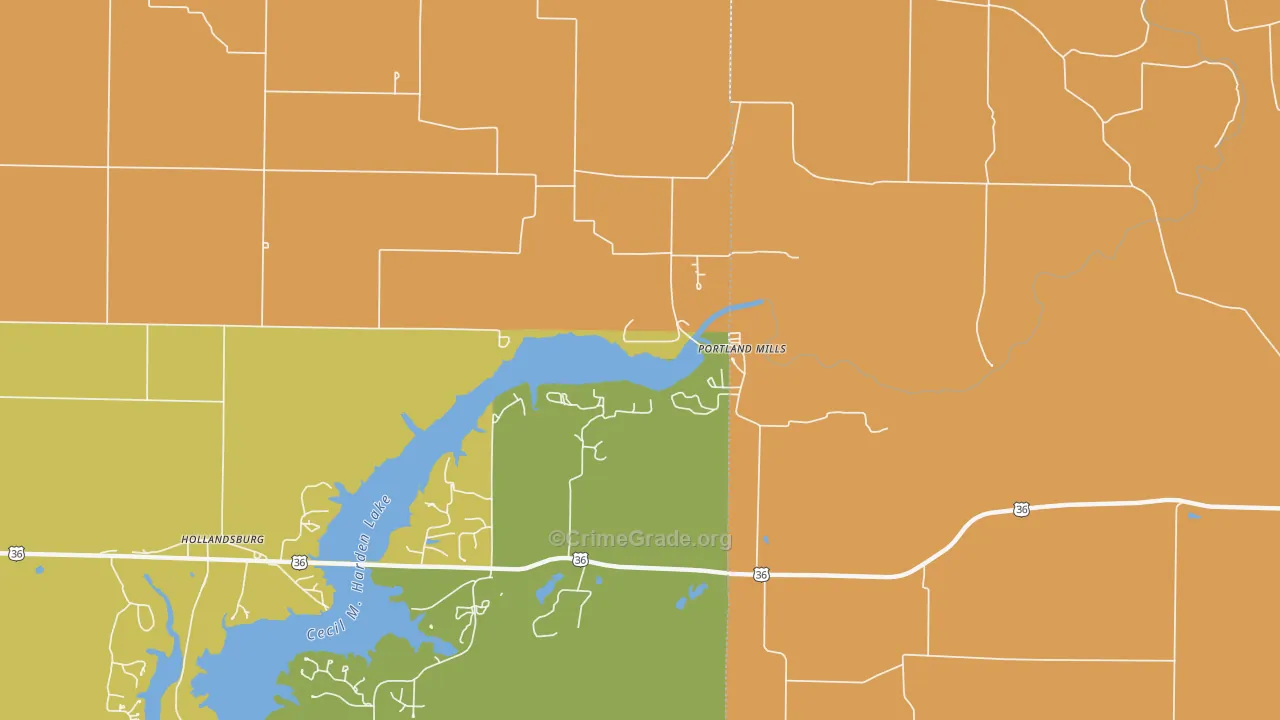 Portland Mills, IN Map of Vandalism Rates