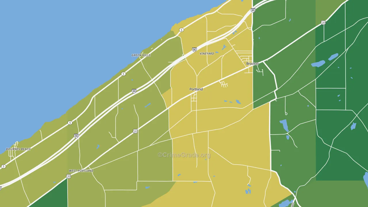 Portland, NY Map of Vandalism Rates