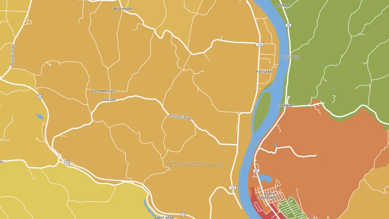 Portland, OH Map of Vandalism Rates