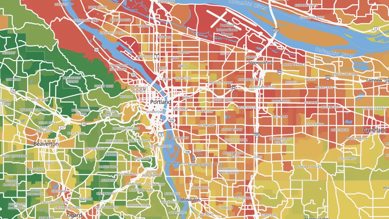 Portland, OR Map of Vandalism Rates