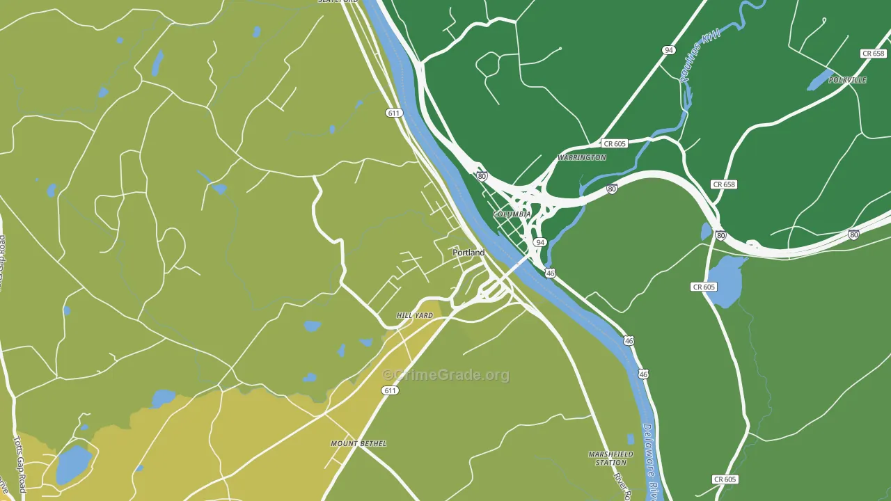 Portland, PA Map of Vandalism Rates