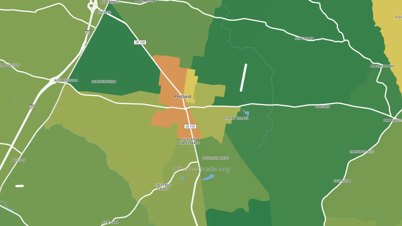 Portland, TN Map of Vandalism Rates