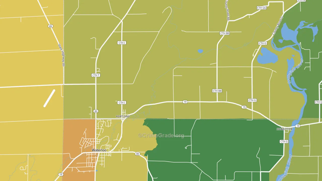 Portland, WI Map of Vandalism Rates