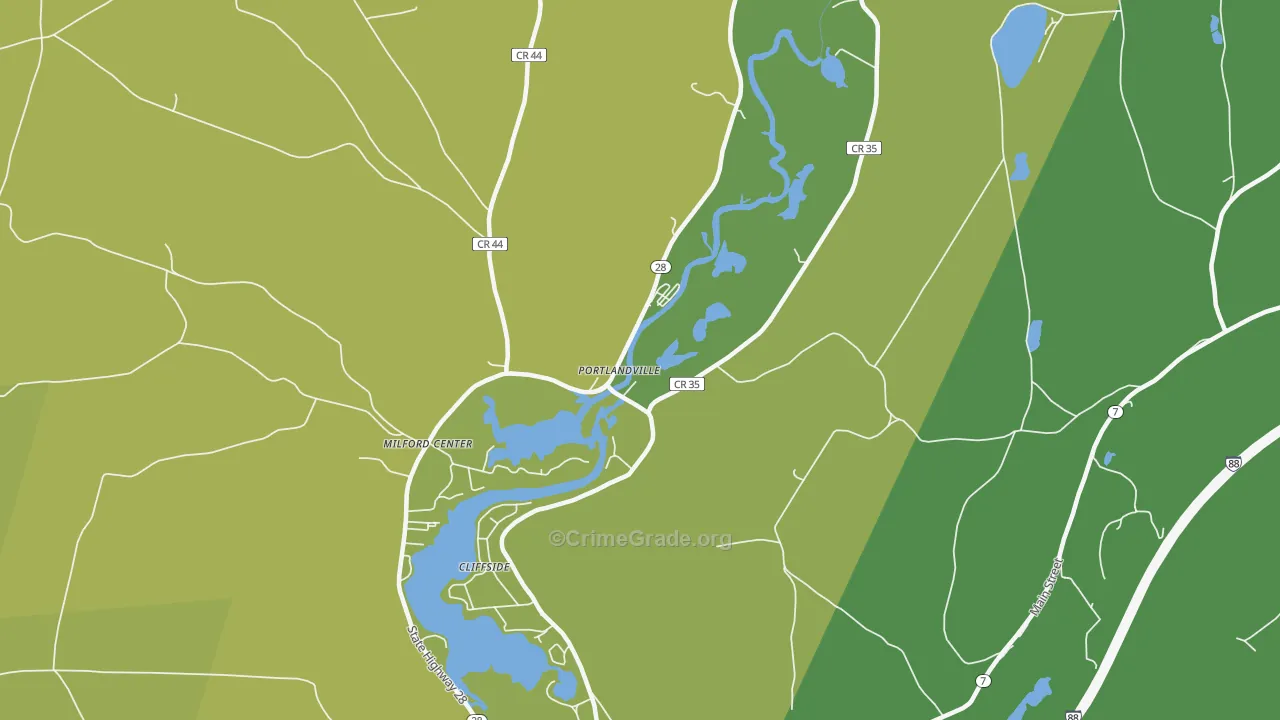 Portlandville, NY Map of Vandalism Rates