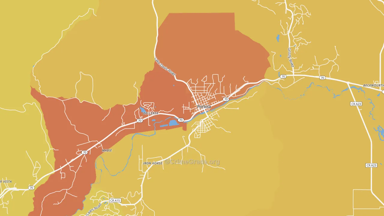 Portola, CA Map of Vandalism Rates