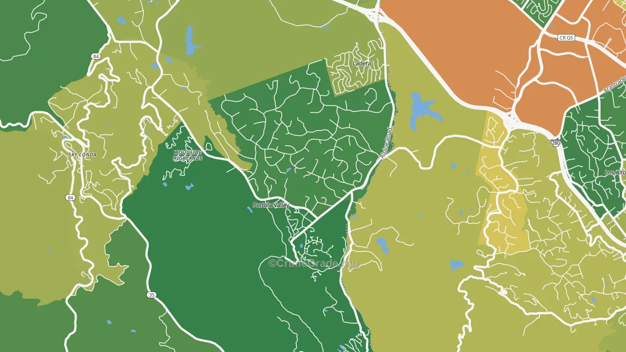 Portola Valley, CA Map of Vandalism Rates