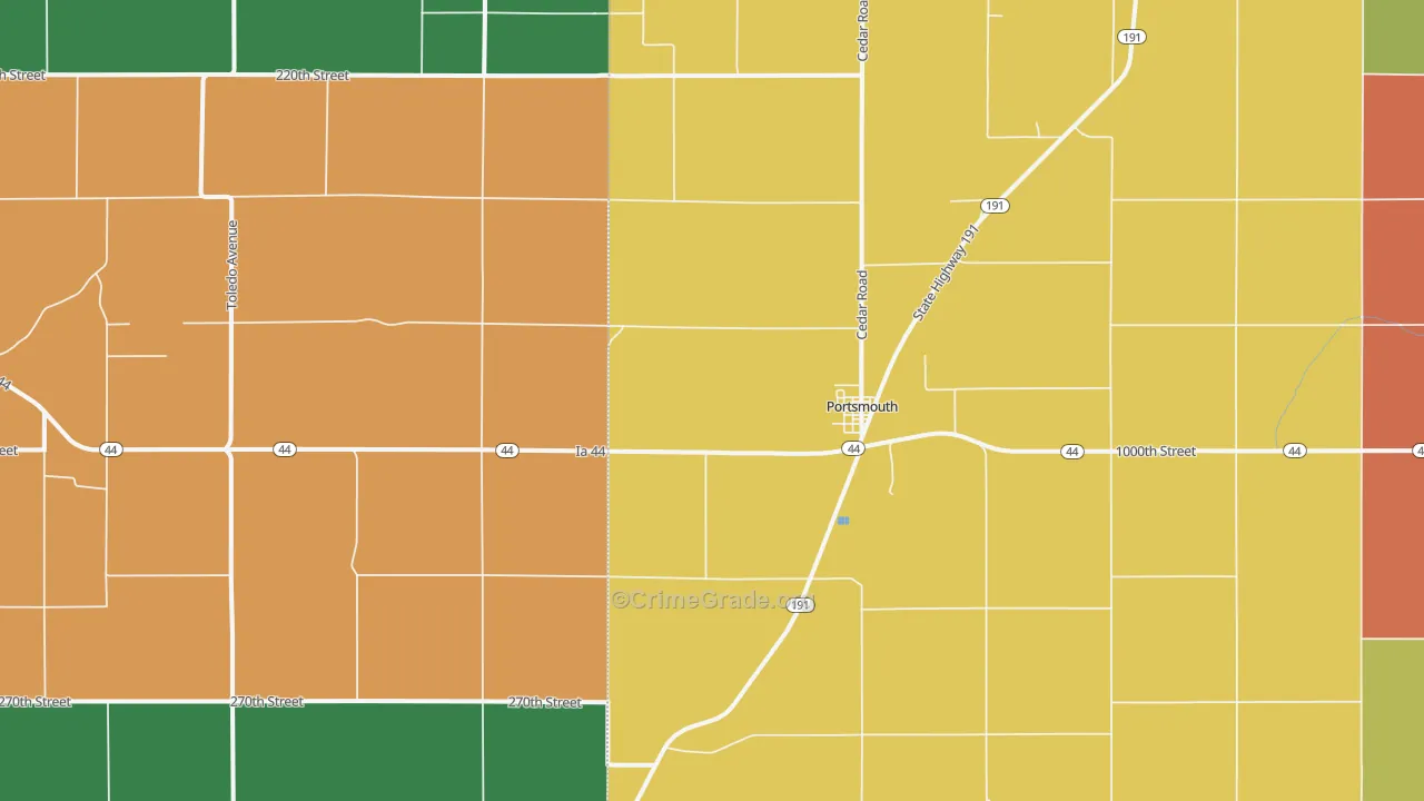 Portsmouth, IA Map of Vandalism Rates