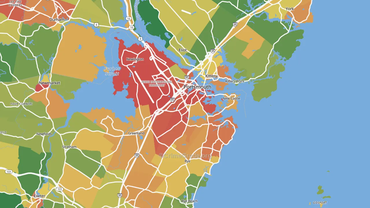 Portsmouth, NH Map of Vandalism Rates