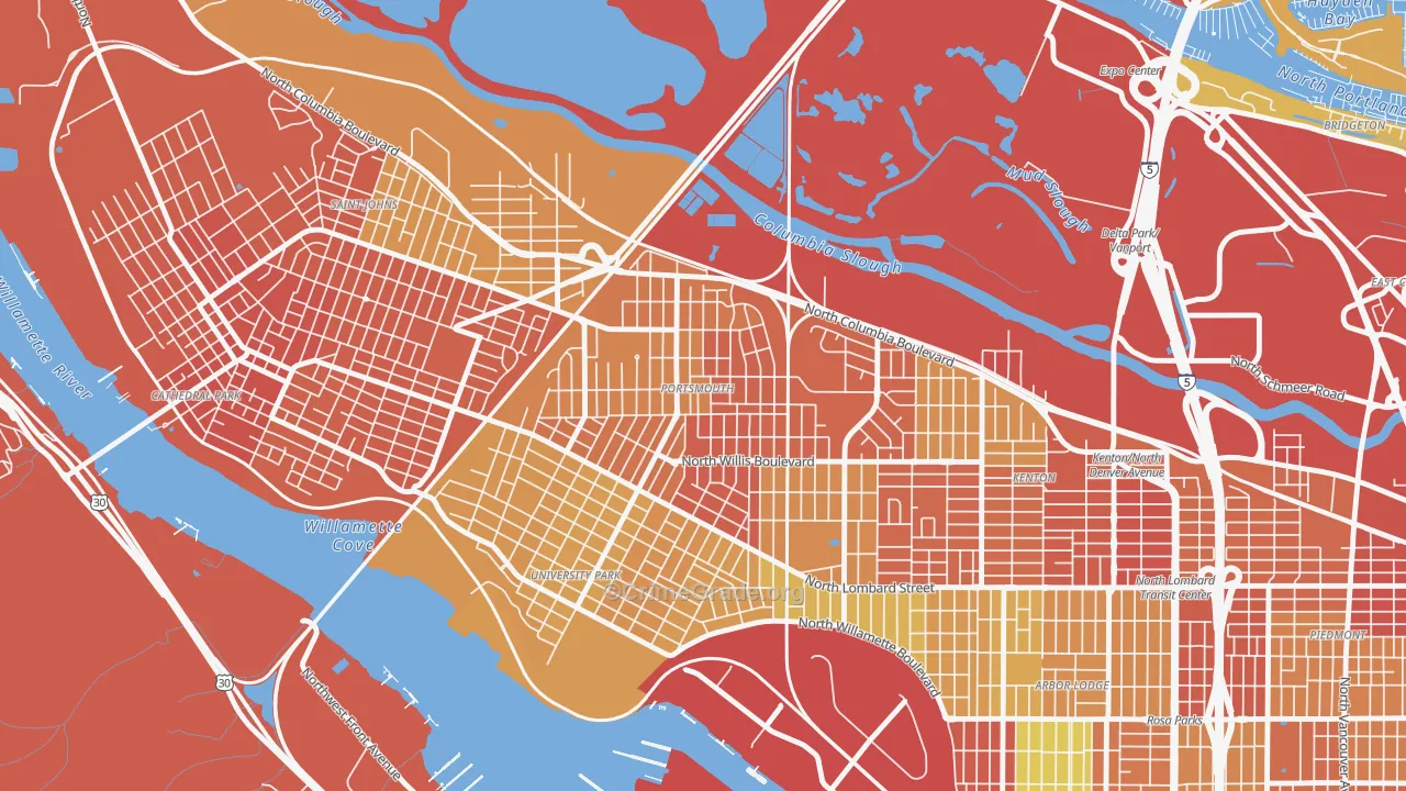 Portsmouth, Portland, OR Map of Vandalism Rates