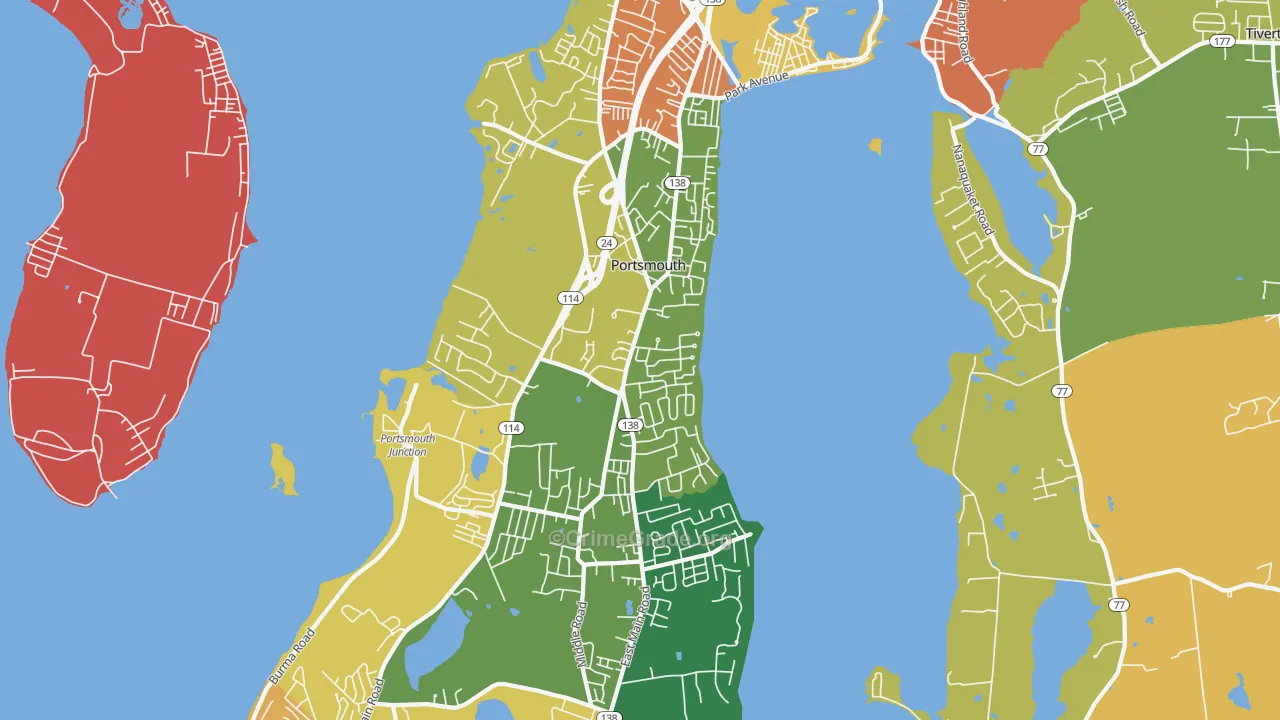 Portsmouth, RI Map of Vandalism Rates