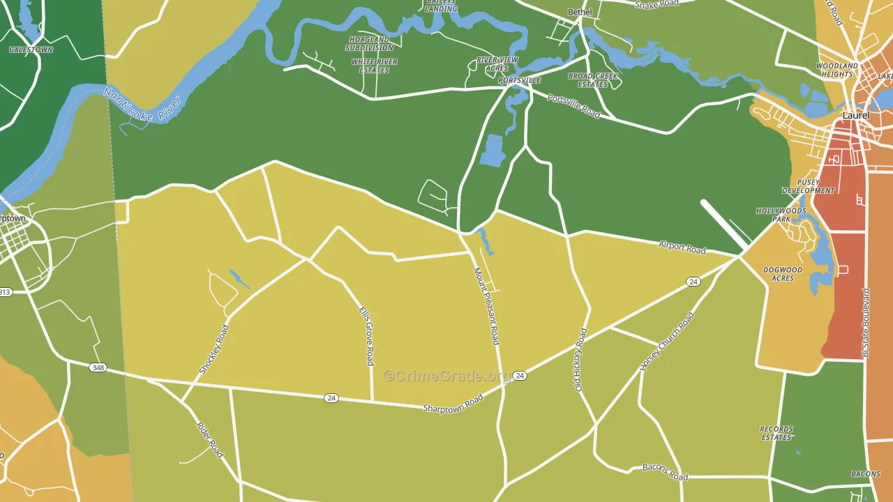 Portsville, DE Map of Vandalism Rates
