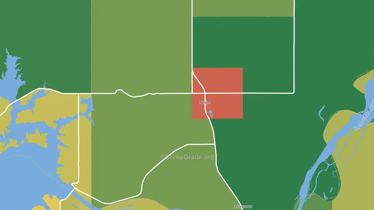 Porum, OK Map of Vandalism Rates