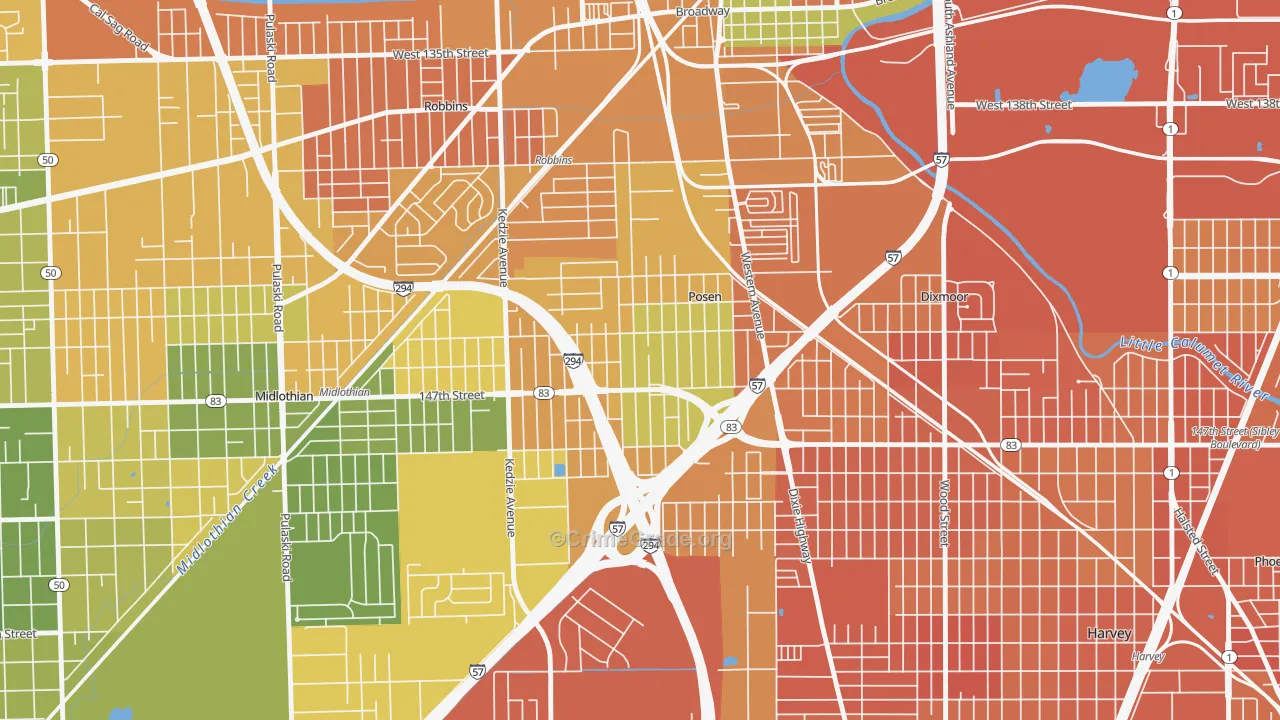 Posen, IL Map of Vandalism Rates
