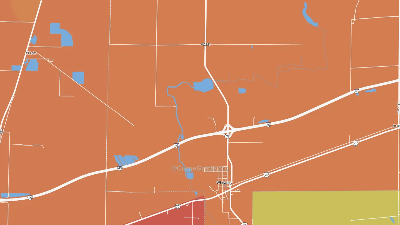 Posey, AR Map of Vandalism Rates