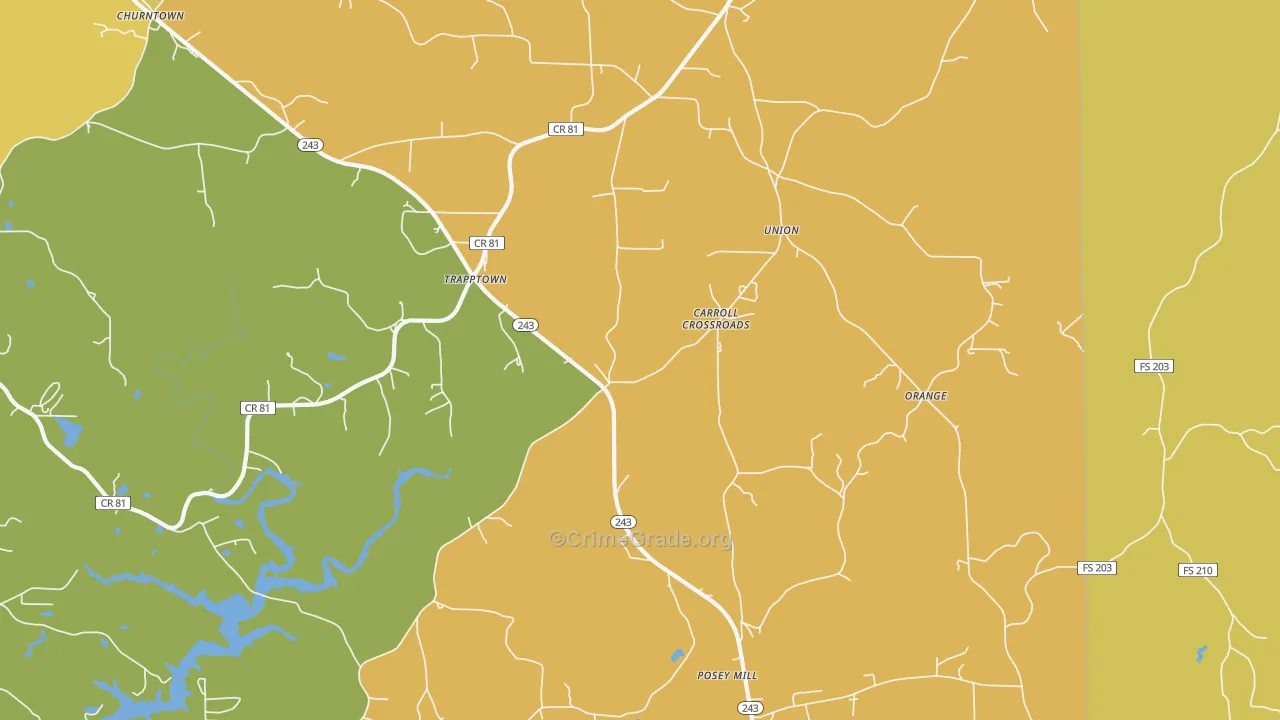 Posey Mill, AL Map of Vandalism Rates