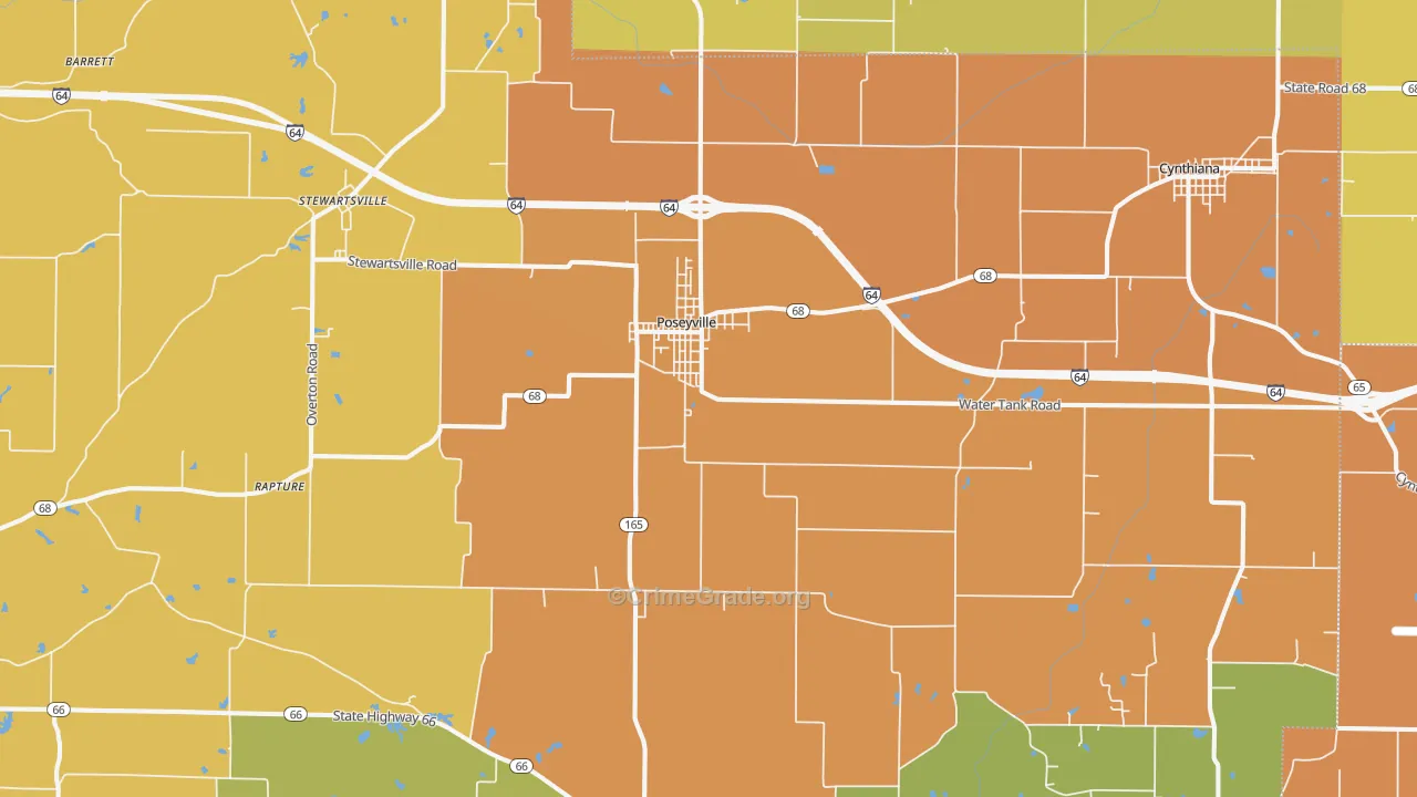 Poseyville, IN Map of Vandalism Rates