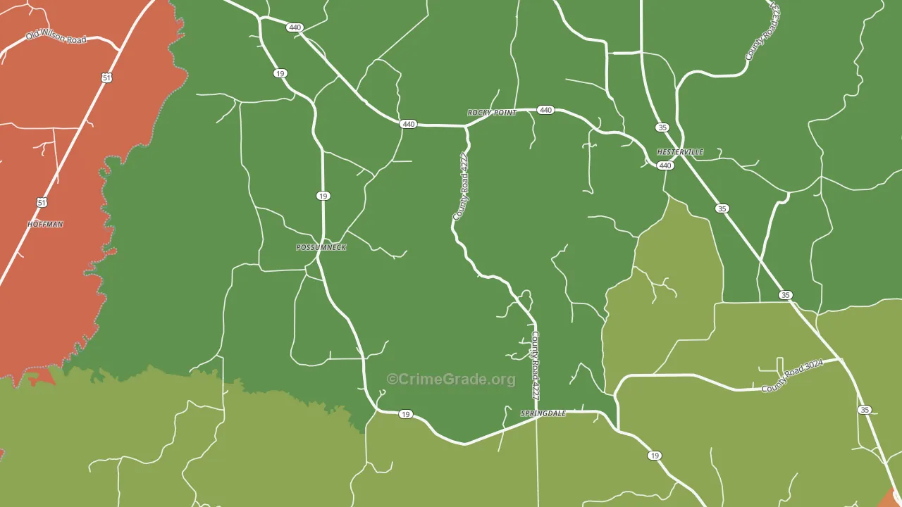 Possumneck, MS Map of Vandalism Rates