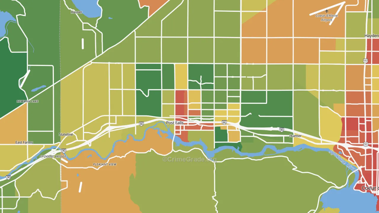 Post Falls, ID Map of Vandalism Rates