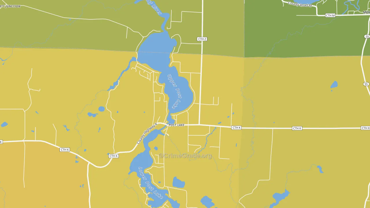 Post Lake, WI Map of Vandalism Rates